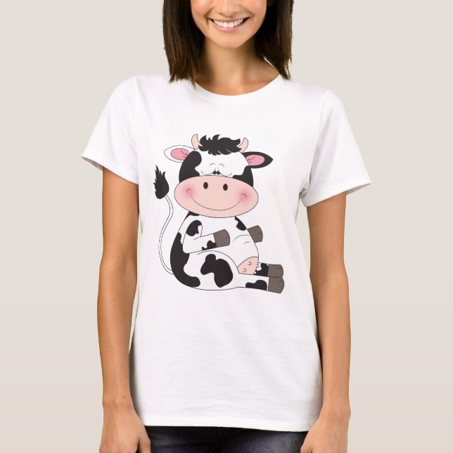 Niedlicher Baby-Kuh-Cartoon T-Shirt (Vorderseite)
