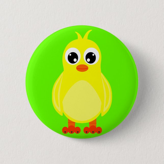 Niedlicher Baby-Küken-Cartoon Button (Vorderseite)