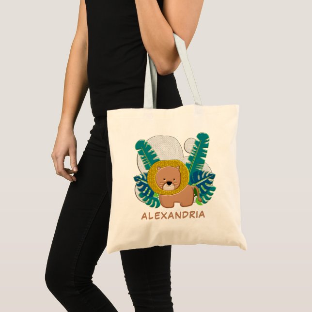 Niedlicher Baby Lion Animal Jungle Fun personalisi Tragetasche (Vorderseite (Produkt))