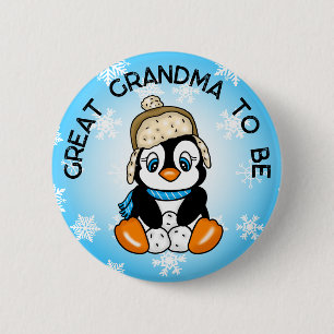 Niedlicher Baby Pinguin Großes Oma, um Babydusche Button