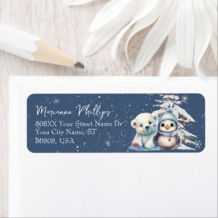 Niedlicher Baby Pinguin und Polar Bear Cube Blue