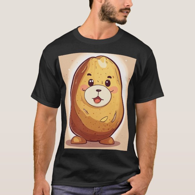 Niedlicher Baby Potato Cartoon mit "Potat" Text au T-Shirt (Vorderseite)