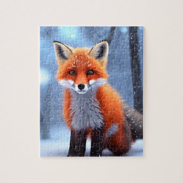 Niedlicher Baby Red Fox im Schnee (Vertikal)