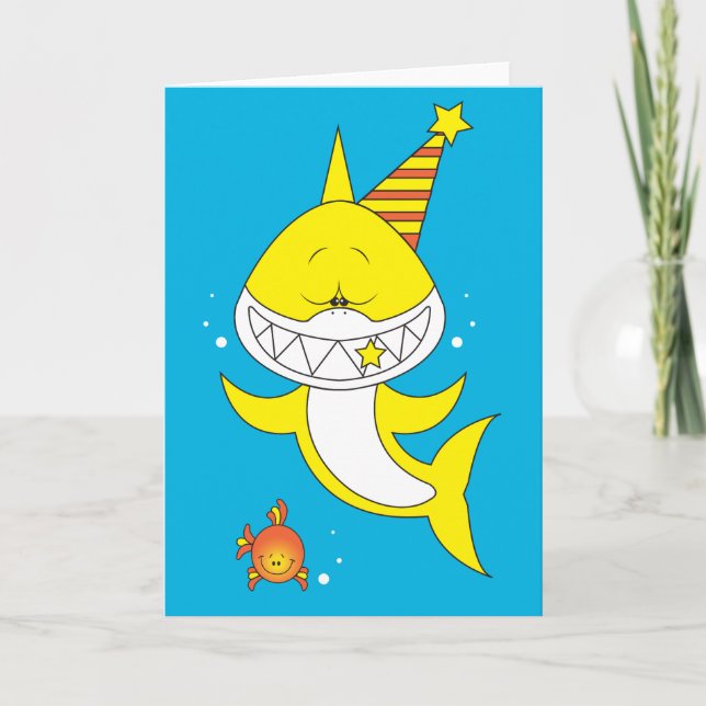 Niedlicher Baby Shark Cartoon Karte (Vorderseite)