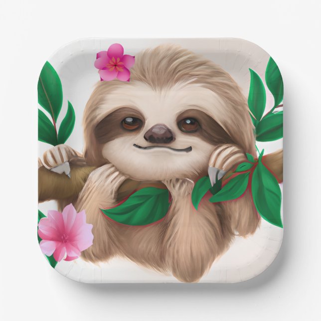 Niedlicher Baby-Slot in einem Baum Pappteller (Vorderseite)