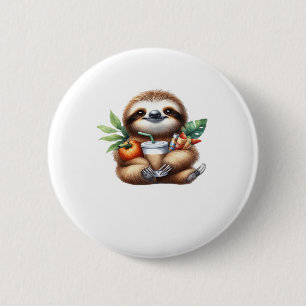 Niedlicher Baby Sloth mit Pumpkin Kaffee und Panca Button