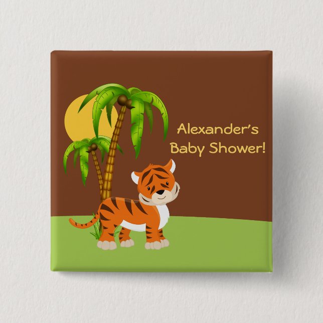 Niedlicher Baby Tiger Baby Duschknopf Button (Vorderseite)
