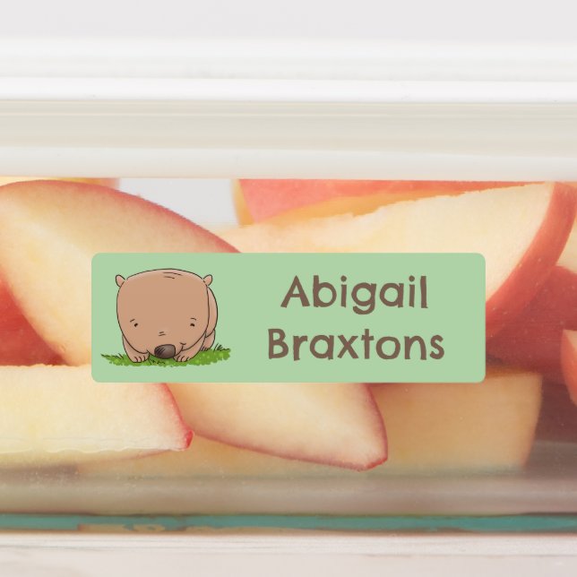 Niedlicher Baby Wombat Cartoon personalisiert Etiketten (Befestigt)