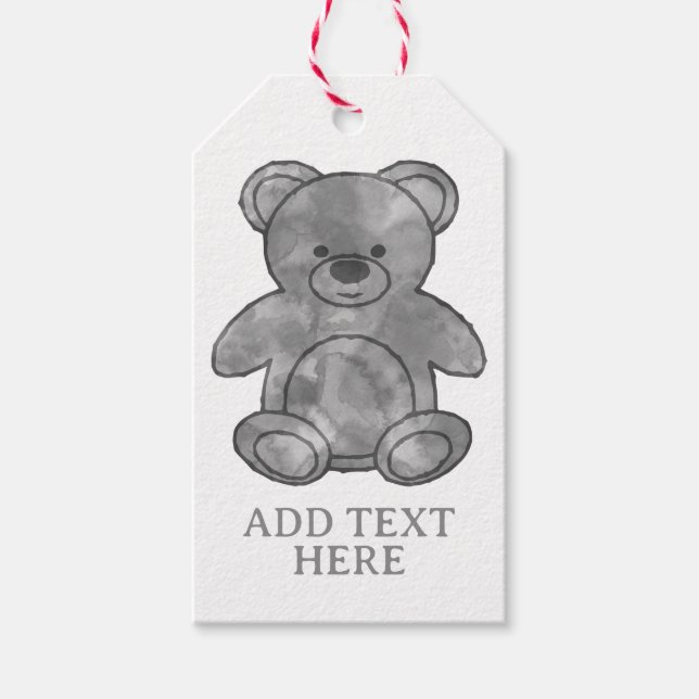 Niedlicher Babybär im Schwarzweißtext Geschenkanhänger (Vorderseite)