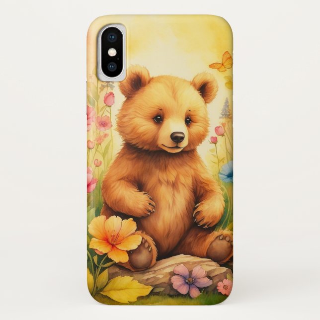 niedlicher Babybär in einem schönen Wald mit Blume Case-Mate iPhone Hülle (Rückseite)
