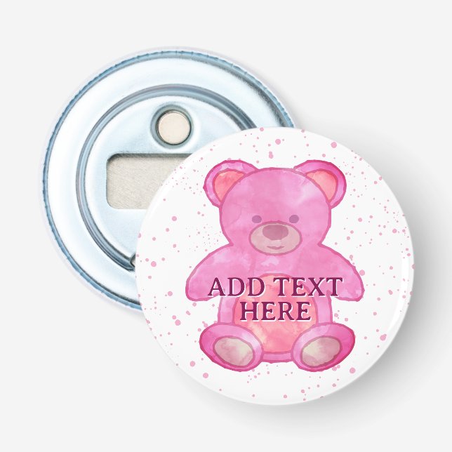 Niedlicher Babybär in rosa, benutzerdefinierter Te Flaschenöffner (Vorderseite)