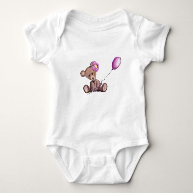Niedlicher Babybär mit Balloon Baby Bodysuit Baby Strampler (Vorderseite)