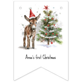 niedlicher Babydonkey und Weihnachtsbaum, kundensp Wimpelkette