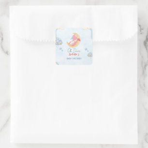 Niedlicher Babydrache Dinosaurier Ballon Babydusch Quadratischer Aufkleber