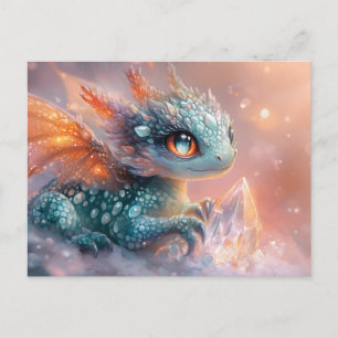 Niedlicher Babydrache mit Kristall-Edelstein: Fant Postkarte