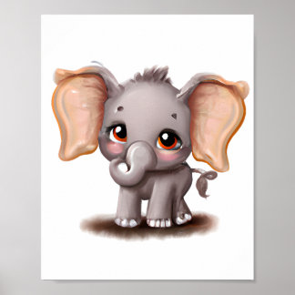 Niedlicher Babyelefant, der ein Designplakat zeich Poster