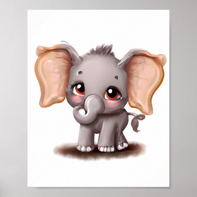 Niedlicher Babyelefant, der ein Designplakat zeich Poster (Vorne)