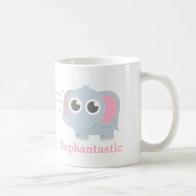 Niedlicher Babyelefant mit Liebe für Mädchen Kaffeetasse (Rechts)