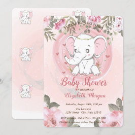 Niedlicher Babyelephant, Bloral-Baby-Dusche Einladung