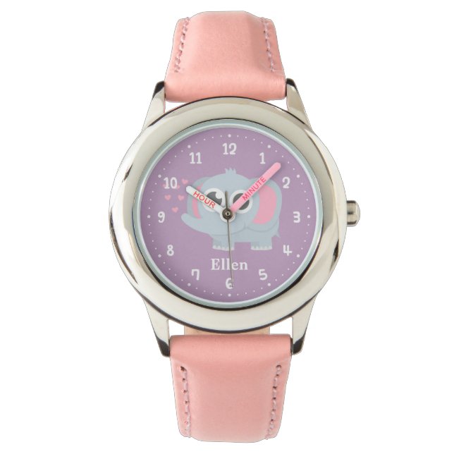 Niedlicher Babyelephant für Mädchen Armbanduhr (Vorderseite)