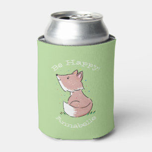 Niedlicher Babyfox-grüner Cartoon-Illustration Dosenkühler
