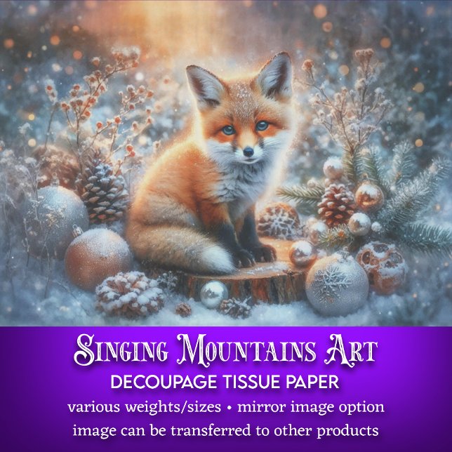 Niedlicher Babyfox Rustikale Weihnachtsfeiertage Seidenpapier (Von Creator hochgeladen)