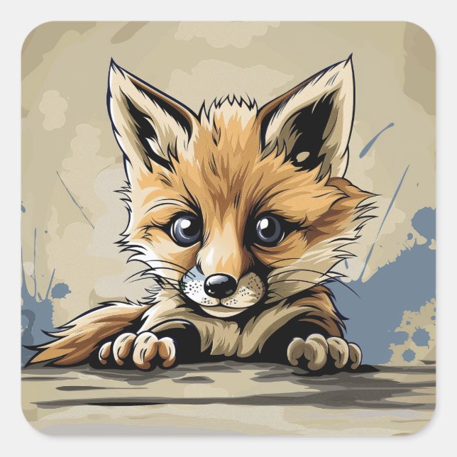 Niedlicher Babyfuchs Quadratischer Aufkleber (Vorderseite)