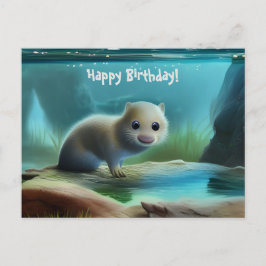 Niedlicher Babyotter im Teich - personalisierbarer Postkarte