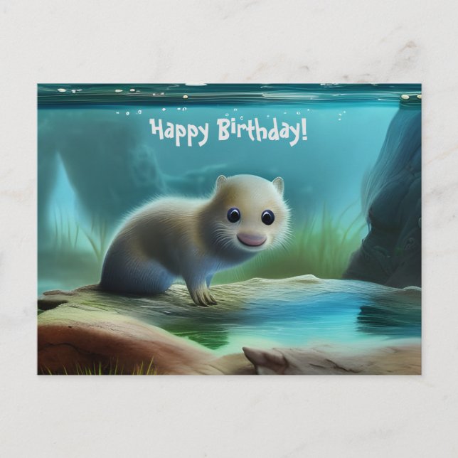Niedlicher Babyotter im Teich - personalisierbarer Postkarte (Vorderseite)