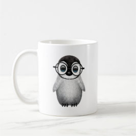 Niedlicher Babypenguin-tragende Augen-Gläser Kaffeetasse