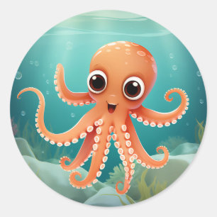 Niedlicher Babytopus Runder Aufkleber