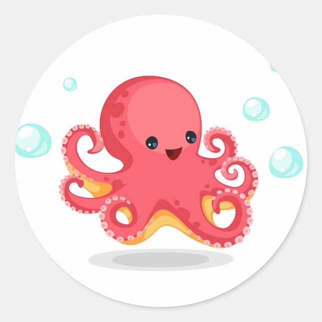 Niedlicher Babytopus Runder Aufkleber (Vorderseite)