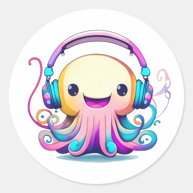Niedlicher Babytopus Runder Aufkleber (Vorderseite)