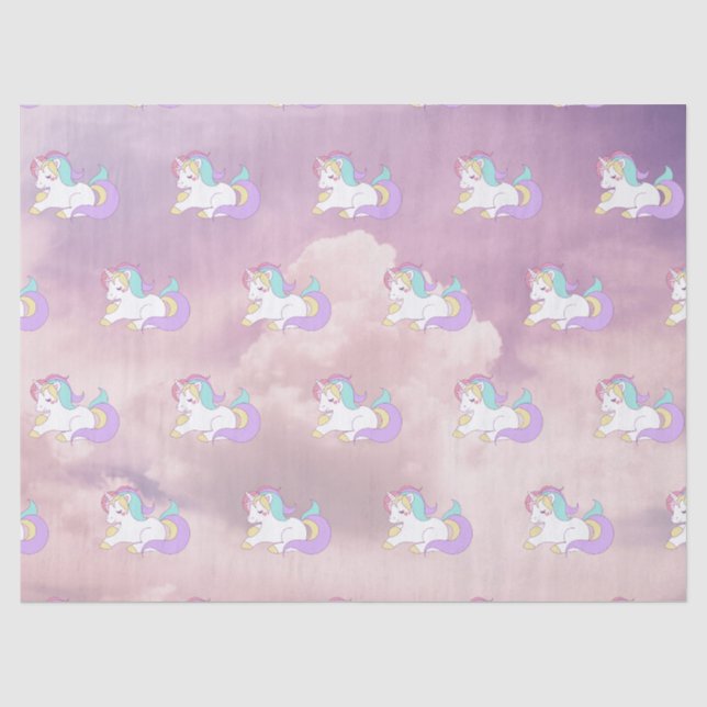 Niedlicher BabyUnicorn bewölkt Seidenpapier (Vorderseite)