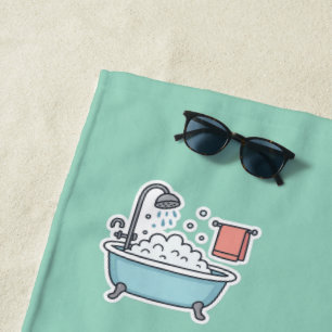 Niedlicher Badewanne-Aufkleber mit Blasen und Hand Strandtuch