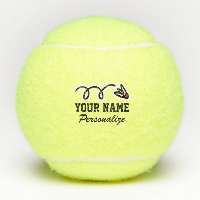 Niedlicher Badminton Player Sportlogo Icon individ Tennisbälle (Vorderseite)