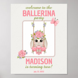 Niedlicher Ballerina-sonniger Geburtstag Pastellro Poster