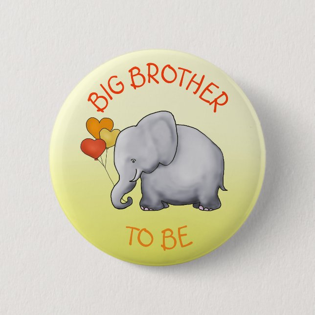 Niedlicher Ballon-Elefant-Baby-Duschen-großer Button (Vorderseite)