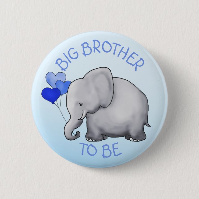Niedlicher Ballon-Elefant-Baby-Duschen-großer Button (Vorderseite)