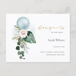 NIEDLICHER BALLOON FLORAL GRAD GLÜCKWUNSCH ANKÜNDI POSTKARTE