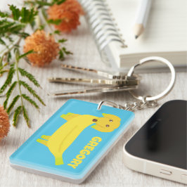 Niedlicher Bananenhund Personalisiert Schlüsselanhänger