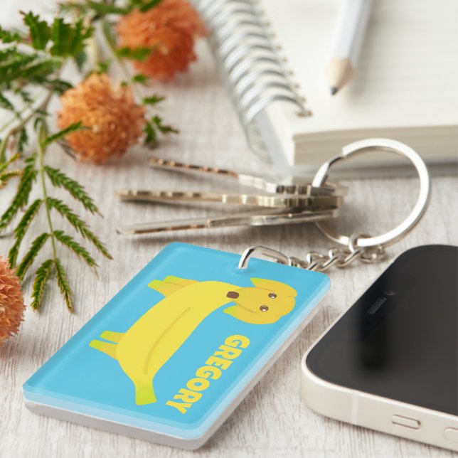 Niedlicher Bananenhund Personalisiert Schlüsselanhänger (Vorderseite rechts)