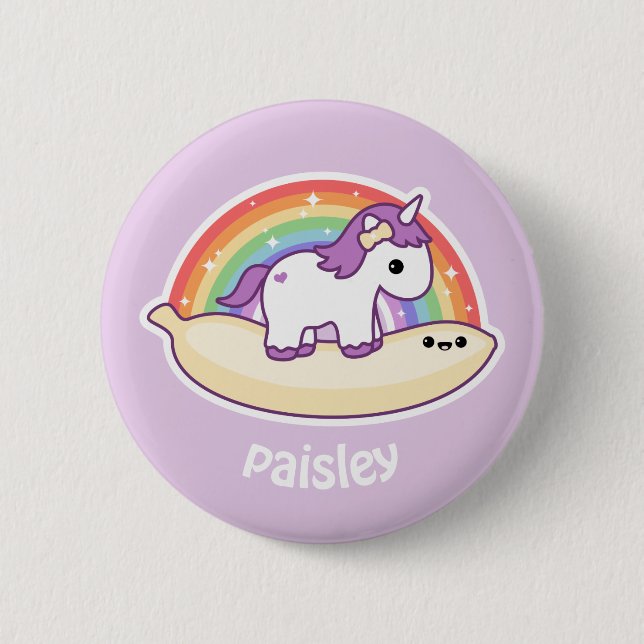 Niedlicher BananeUnicorn Button (Vorderseite)