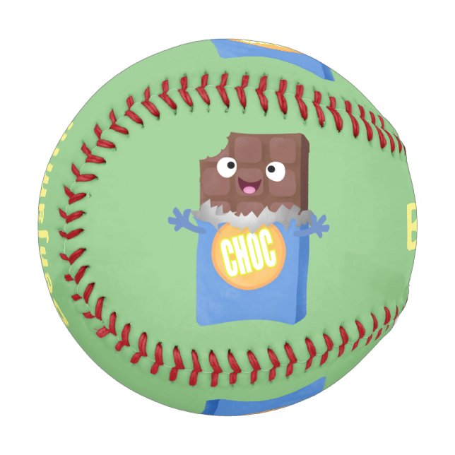 Niedlicher Bar-Cartoon-Charakter mit Schokoladenko Baseball (Vorderseite Links)