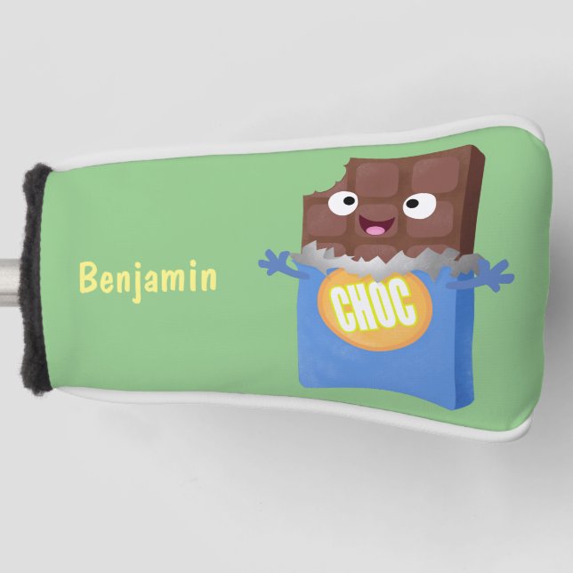 Niedlicher Bar-Cartoon-Charakter mit Schokoladenko Golf Headcover (Vorderseite)