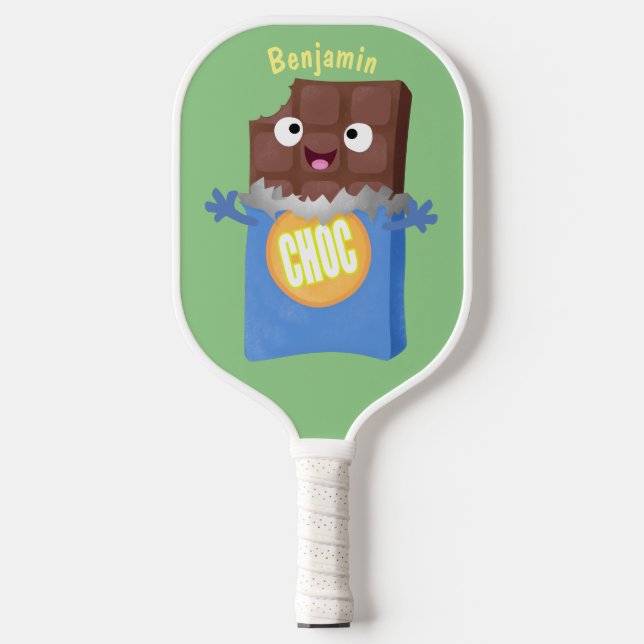 Niedlicher Bar-Cartoon-Charakter mit Schokoladenko Pickleball Schläger (Vorderseite)