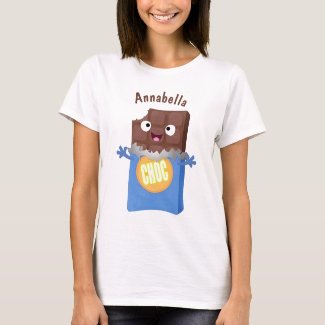 Niedlicher Bar-Cartoon-Charakter mit Schokoladenko T-Shirt (Vorderseite)