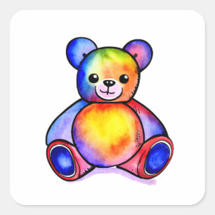 Niedlicher Bär Cool Teddy-positiv Quadratischer Aufkleber