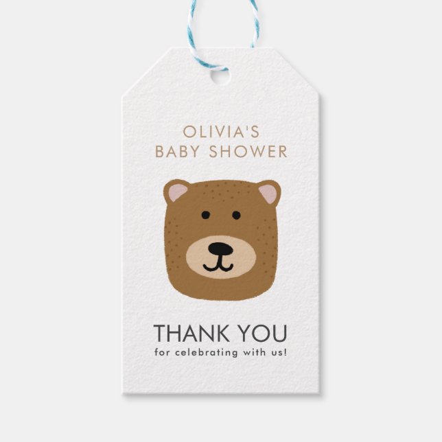 Niedlicher Bär Danke Babydusche Geschenkanhänger (Vorderseite)