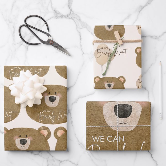 Niedlicher Bär, den wir frühzeitig abwarten können Geschenkpapier Set (Vorderseite)